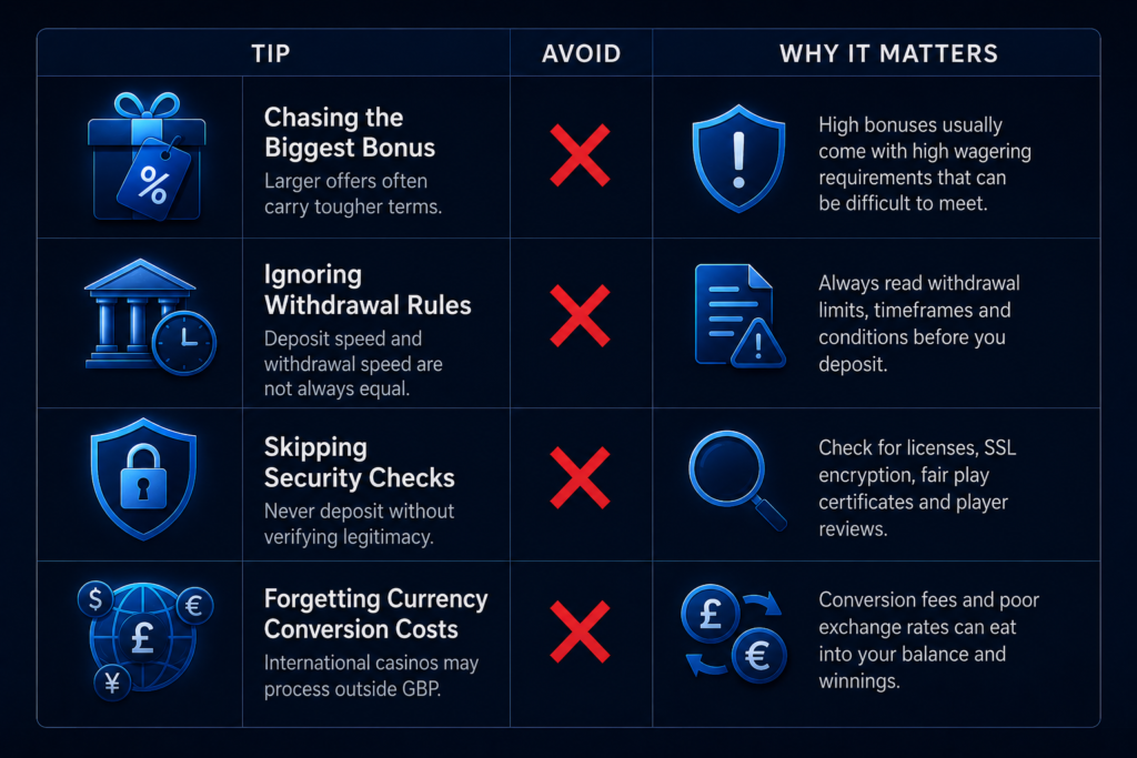 tips to avoid when playing at credit card casinos